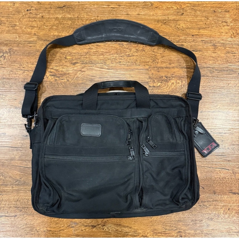 Tumi Black Alpha Ballistic‎ Expandable Organizer Laptop Messenger Bag Briefcase